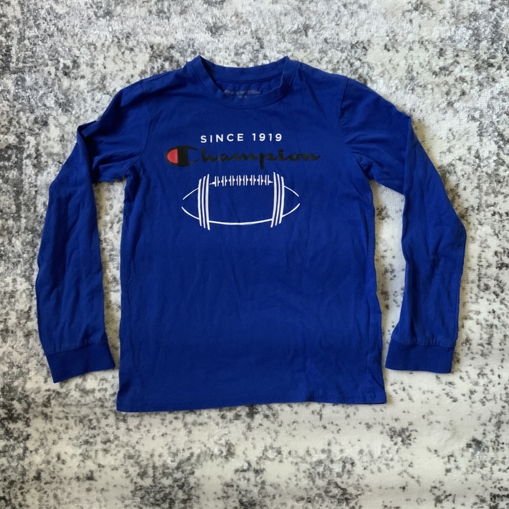 Boys Champion Long Sleeve Blue Shirt Size 14/16